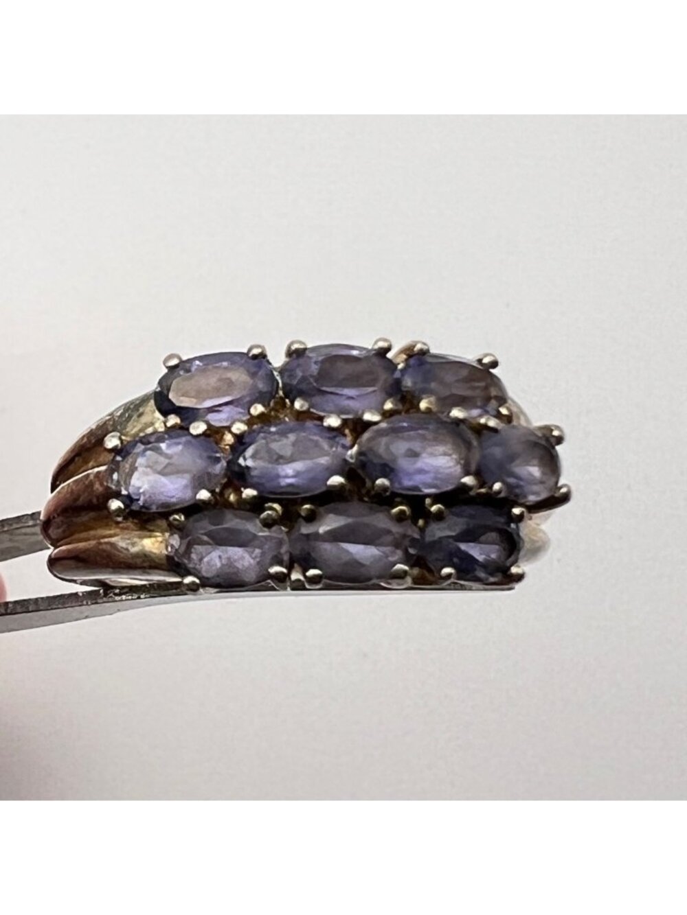 QVC Sterling Silver Tanzanite Cluster Ring 10 Stone Size 8.5 10 Grams Lavender